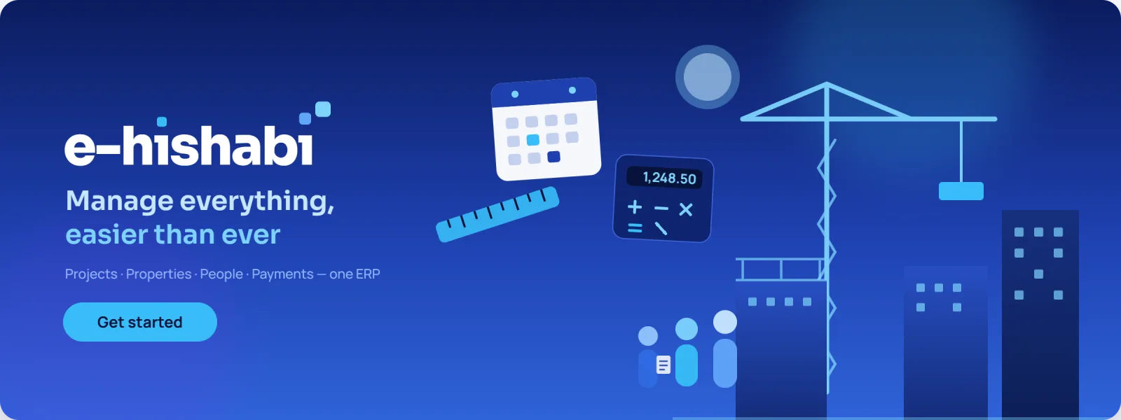 E-Hishabi ERP — manage projects, properties, people and payments in one system for real estate developers and builders.